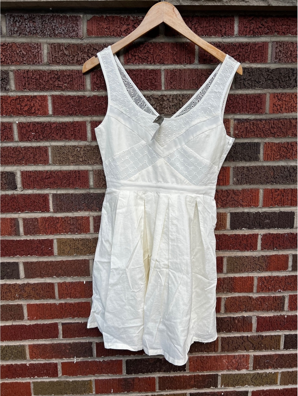 American Eagle Cream White Layered Linen Sleeveless Fit and Flare Mini Dress